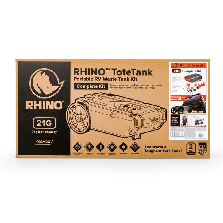 Camco Rhino Portable Waste Tank 28G with front wheel |  خزان مجاري متنقل مع تاير أمامي